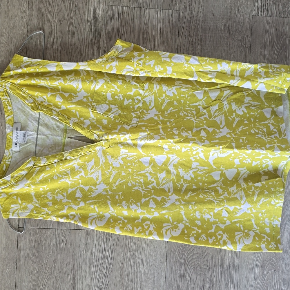 Liz Claiborne Yellow and White Sleeveless Blouse